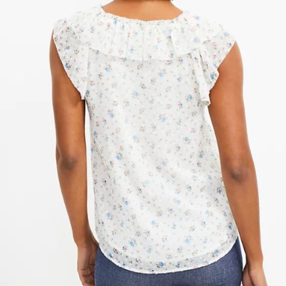 LOFT Floral Ruffle Shell Top XS - Picture 2 of 7